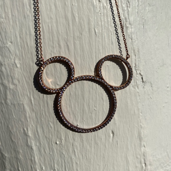 Mickey Mouse Pave Icon Necklace by CRISLU – Rose Gold – Large - Picture 3 of 11